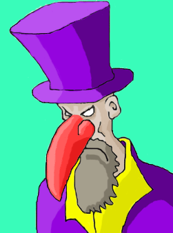Much to his irritation, while stacking his gold bars, this rich man has dropped a penny down a crack in the floorboards where he can’t get it.